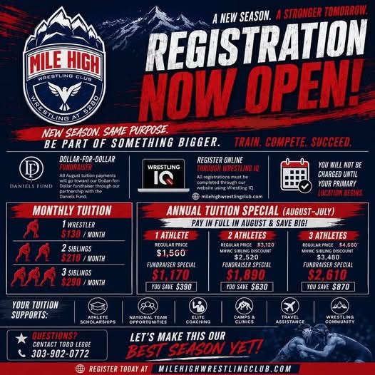 Mile High Warriors registration and tuition flyer