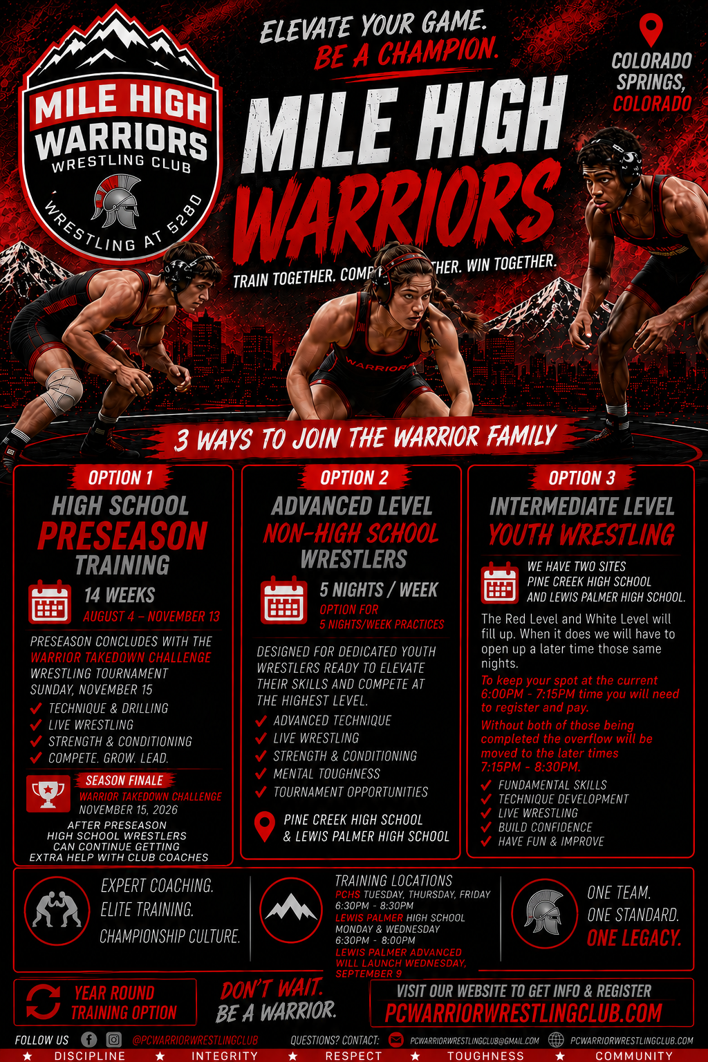 Mile High Warriors September Warrior Launch at Pine Creek and Lewis-Palmer flyer