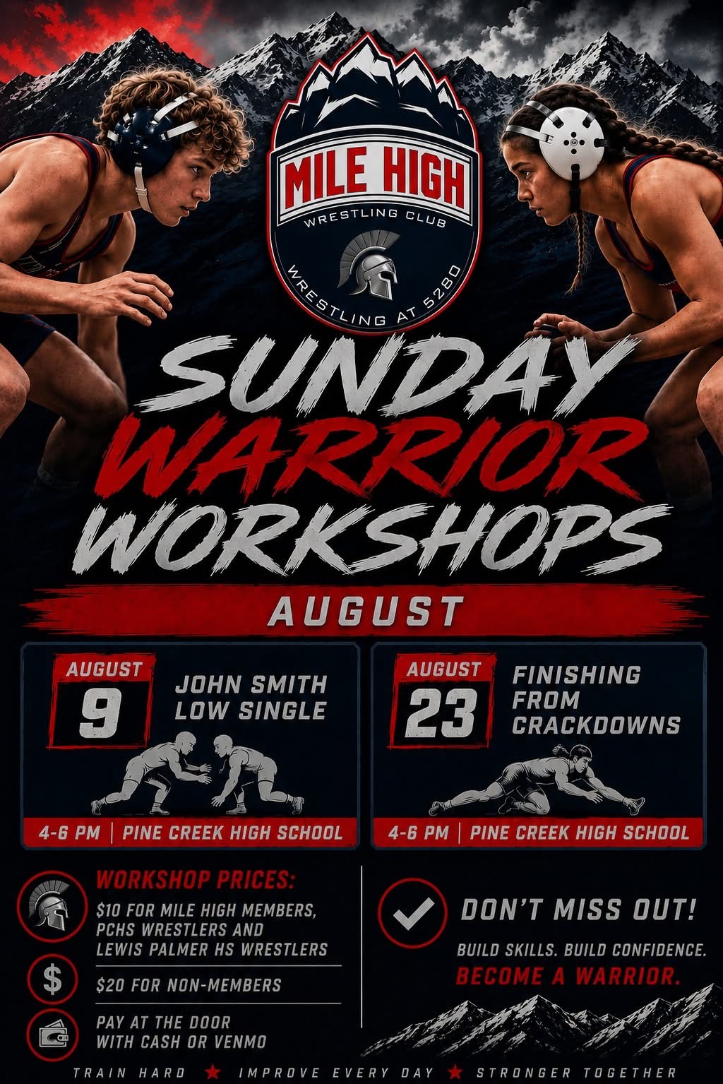 Mile High Sunday Warrior Workshops August flyer