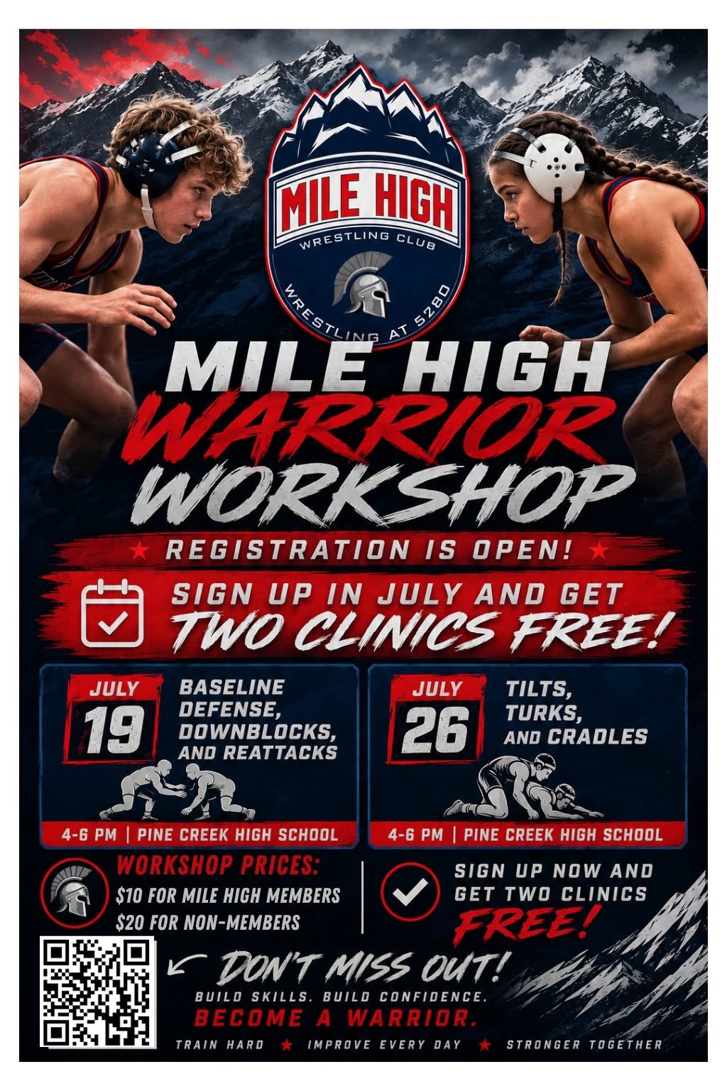 Mile High Warrior Workshop July clinics flyer